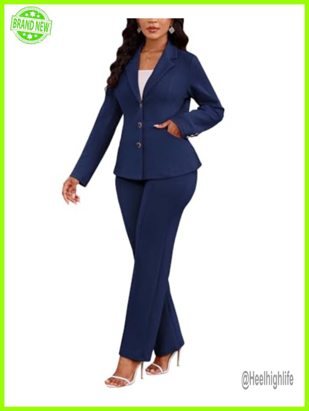 Kafiloe 2 Piece Pantsuit Set Long Sleeve Blazer Trousers Business Casual